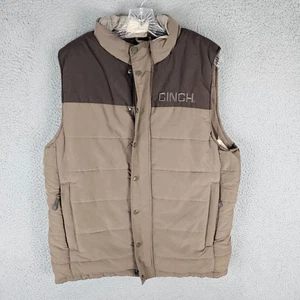 Cinch Puffer Vest Mens Medium Lined Plaid Mock Neck Snap Zip-Up MWV1030000 - Picture 1 of 7