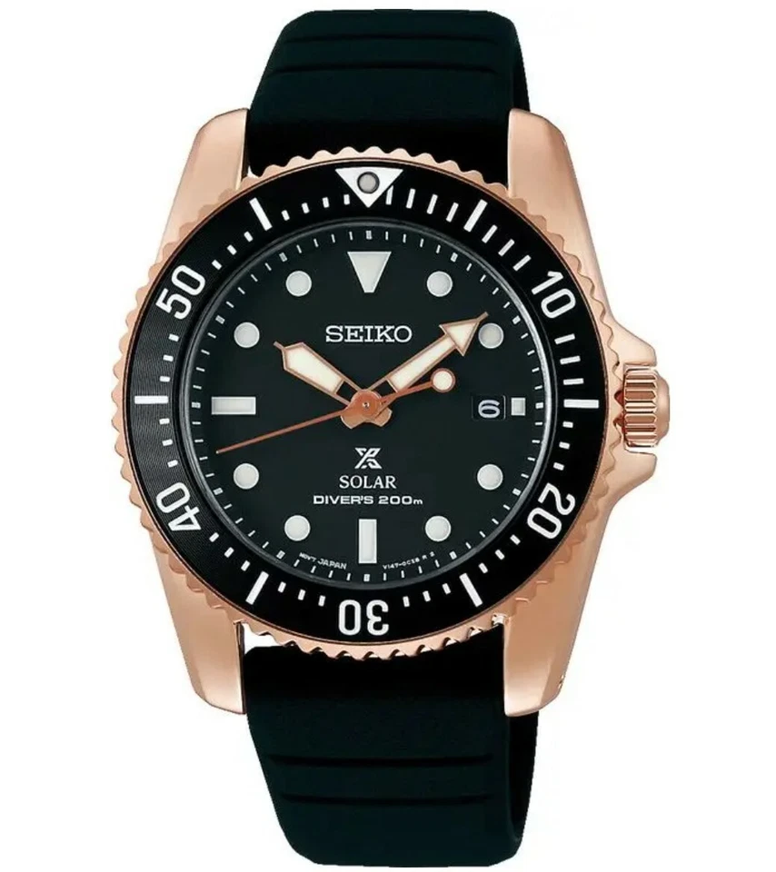 Reloj de Buceo SEIKO ProspeX SNE586P1 200m Oro Rosa Negro Fecha Buceo Goma Foto 1 de 1