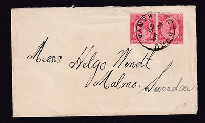 British KUT Bank of India Nakaru solapa en relieve + 1926 cancelar a Malmo Suecia Foto 1 de 2