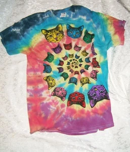 Vintage Shirt size M Cats Spiral tie dye Grateful Dead style cat face weird - Picture 1 of 3