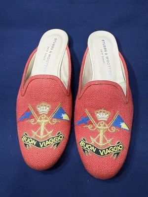 Zapatilla Stubbs & Wootton Palm Beach Mules para mujer 7,5 punta de aguja Buon Viaggio Foto 1 de 4