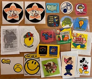 Lot Of Vtg 70's Iron on Patches 1 Mickey Glass Sticker. Kellogg’s, Hardee’s Etc - Picture 1 of 6