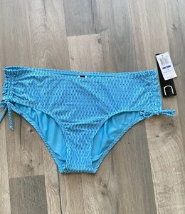 Swim Bikini Bottom XL Blue Cheeky Rouched Side Tie New with tags FREE Shipping - Picture 1 of 13