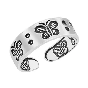 Sweet Symphony of Butterflies .925 Sterling Silver Toe or Pinky Ring - Picture 1 of 5