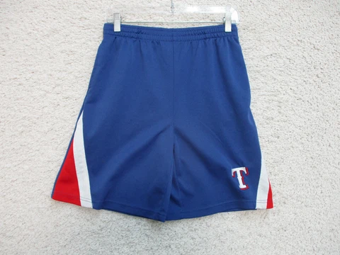 Texas Rangers Shorts Extra Large Youth Blue MLB Logo Athletic Stretch Boys XL Cover