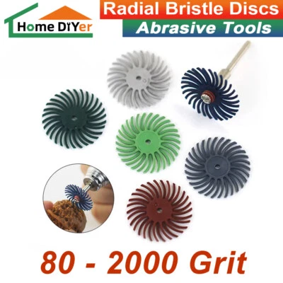 25mm Radial Bristle Discs Abrasive Polishing Brush 80-2000 Grit For Rotary Tool - Image 1 of 4