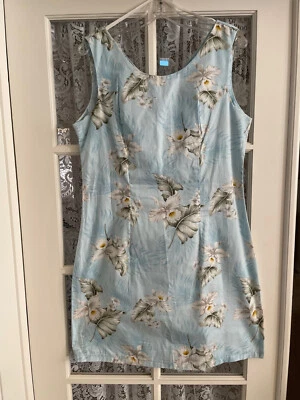 Aloha Republic Auténtico Vestido Hawaiano Grande Sin Mangas Azul Floral Algodón EE. UU. Foto 1 de 4