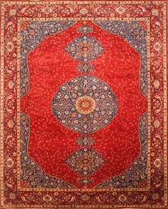 12x15 Red Afghan Hand Knotted Wool Traditional Medallion Rug - Picture 1 of 17