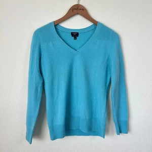 Talbots Sweater Womens Small Petite Blue Pure Cashmere V-Neck Top SP - Picture 1 of 9
