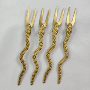 NUOVO set antipasti cocktail Halloween serpente metallo tono oro nuovo con etichette - Foto 1 di 2