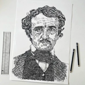 Edgar Allan Poe obra de arte original, El cuervo, Tell Tale Heart, libros, poesía - Imagen 1 de 7