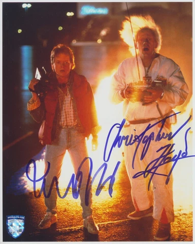 MICHAEL J FOX & CHRISTOPHER LLOYD Signed BACK TO THE FUTURE 8x10 OPX 143913 Cover