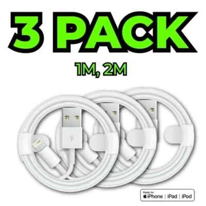 Pack of 3 iPhone Fast Charger Cable Lead For 6 7 8 X XS XR 11 12 13 14 Pro Max - Picture 1 of 10