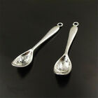 20 PCS Retro Silver Spoon Charm Alloy Tableware Pendant Jewelry Crafting 53x11mm