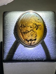 Men 950 Silver Heavy Ring Big Authentic Yemen Aqeeq Agate عقيق يمني صياغة الأش - Picture 1 of 22
