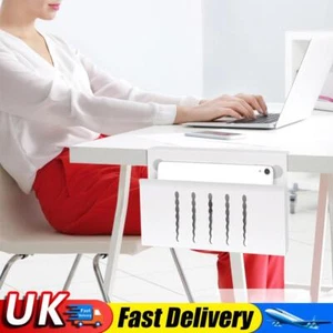 Under Desk Laptop Holder No Drill Clamp on Desk Shelf Laptop Desk Mount (White) - Afbeelding 1 van 9
