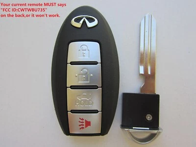 OEM 2007-2010 INFINITI M35 M45 LLAVE INTELIGENTE MANDO A DISTANCIA ENTRADA SIN LLAVE CWTWBU735 Foto 1 de 4
