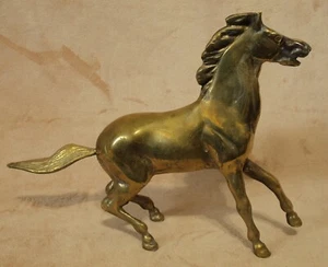 Vintage ๐ Solid Brass 10" REARING HORSE Statue Stallion Mare Figure Figurine ๐ด - Picture 1 of 8