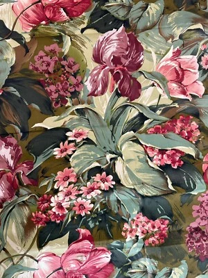 Cyrus Clark Iris Lagonda Fabric Cotton Print Upholstery Pink Purple 2+ Yards - Image 1 of 4