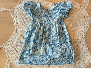 Janie And Jack Authentic Palm Leaf Bubble Sleeve Girls Kids Baby Dress Size 7 - Picture 1 of 5
