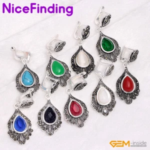 Surtido Piedras Preciosas Caídas Marcasita Cuelga Tachuela Moda Joyería Mujeres Pendiente Regalo - Imagen 1 de 59