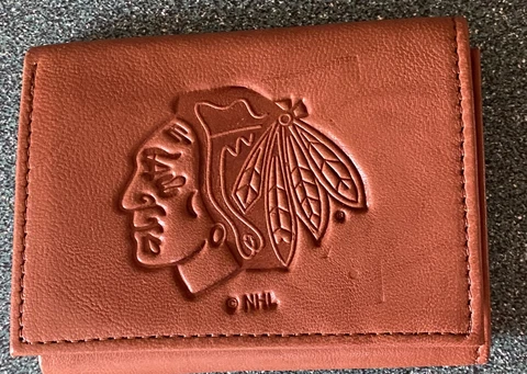 Men's Chicago Blackhawks NHL  Tri Fold Embossed Logo  Leather Wallet Cover