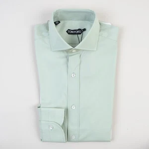 Nwt Tom Ford Camisa 38/15 Ajuste a Medida Sólido Verde Aqua Mint Algodón - Imagen 1 de 6