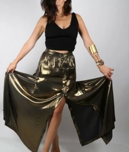 Falda GRIS Dorada Metálica Alta Ranura Larga Maxi Talla XS - Imagen 1 de 12