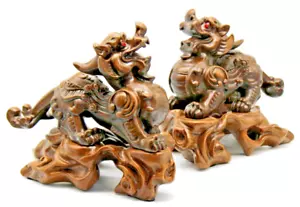 2er Set Asiatisch/Chinesisch 8,5x10,5" Pixiu/Drache Tischdeko Statue - Bild 1 von 13