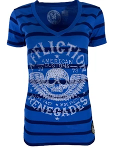Affliction Women's T-shirt AC Renegade Skull Biker Tattoo - Picture 1 of 7