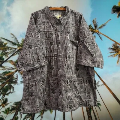 Auténtica Camisa Big Dogs Para Hombres 3XL Geométrica Hawaiana Gráfica Con Botones Foto 1 de 4