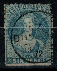 New Zealand 1871 Six Pence 6d Large Star perf 10 x 12½ SG131a Used See note - Bild 1 von 3
