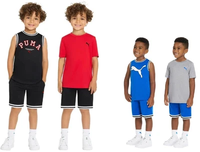PUMA Kids Boys' 3-piece Active Set Shorts Shirts Size 2T,3T,4T,5,6 - Image 1 of 4