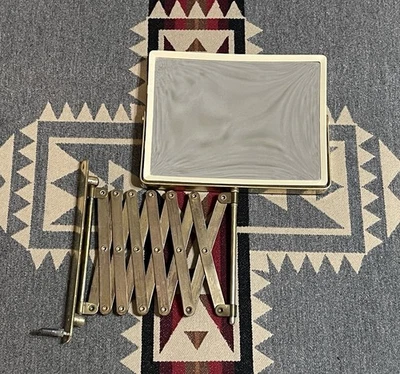 Винтажное латунное прямоугольное поворотное зеркало аккордеон выдвижная увеличительная стенка 8 дюймов - Изображение 1 из 4