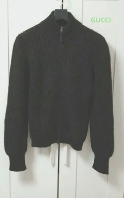Suéter de punto acanalado Gucci para hombre con cremallera marrón carbón talla M Foto 1 de 4