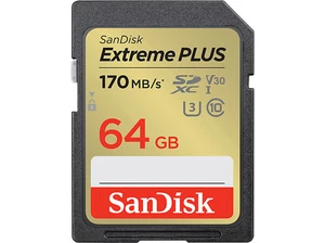 Tarjeta SDXC - SanDisk Extreme PLUS, 64 GB, Vídeo 4k UHD, Hasta 170 MB/s - Imagen 1 de 6