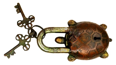 Candado Tortuga Estilo Vintage Hecho a Mano Latón Forma Tortuga Cerradura de Puerta Decoración del Hogar Foto 1 de 4