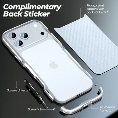 Funda protectora rígida delgada Luphie de metal para iPhone 13 14 15 16 17 Pro Max Foto 1 de 4