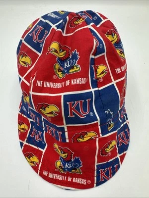 VTG Kansas Jayhawks KU Cycling Cap Handmade University of Kansas Retro Bike Hat - Image 1 of 4