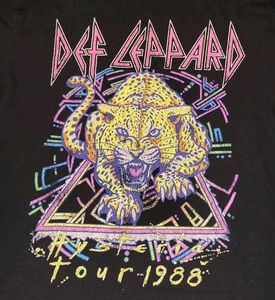 Def Leppard Womens Black T Shirt Large Short Style Tee 1988 Rock Tour Ex Cond - Picture 1 of 6