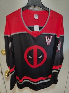 Marvel Deadpool Black/Red Graphic Men's 2XL Hockey Jersey! New - Picture 1 of 10