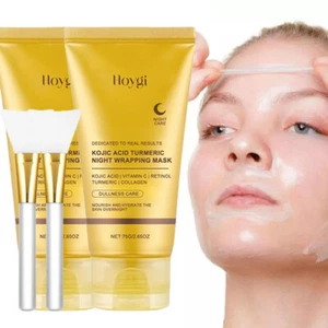 2x Kojic Acid Turmeric Collagen Peel-Off Mask Night Wrapping Mask Fade Wrinkles - Picture 1 of 20
