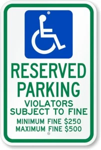 Ada Handicap Reserved Parking Aluminum Weatherproof 8" x 12" Sign p00255 - Picture 1 of 1