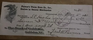 Bank Of Goldston (Goldston, NC) (May 5, 1920) $7.84 Paid Check Farmers Union - Picture 1 of 7