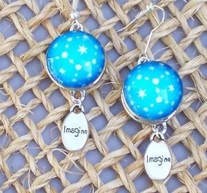 Pendientes con tachuelas de estrella ""Imagine"" a presión intercambiable - Imagen 1 de 2