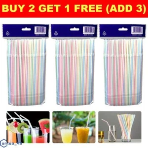 500x Straws Plastic Bendy Colourful Straws Birthday Wedding Summer Party - Picture 1 of 23