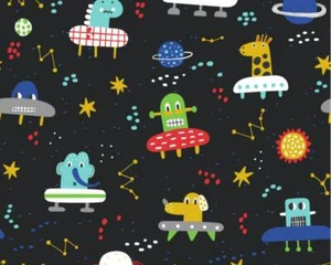 Maglietta Animals Alien in Space UFO Planet Bambini Novità Cotone Elastica Mezzo Metro - Foto 1 di 1