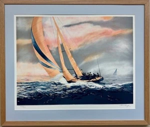Paul Geygan  "Sunset Sail"  Hand Signed& # Lithograph Framed Art Sailboat NEW - Picture 1 of 5