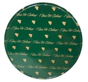 Flour Pot Cookies Tin Green Hershey Kiss Holiday Collector Decor 7" x 2.5" VTG - Picture 1 of 10