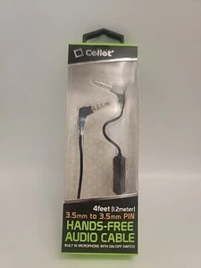 Cellet 4 Foot 1.2 meter PIN Hands-Free Audio Cable with Mic and On/Off Switch - Picture 1 of 2